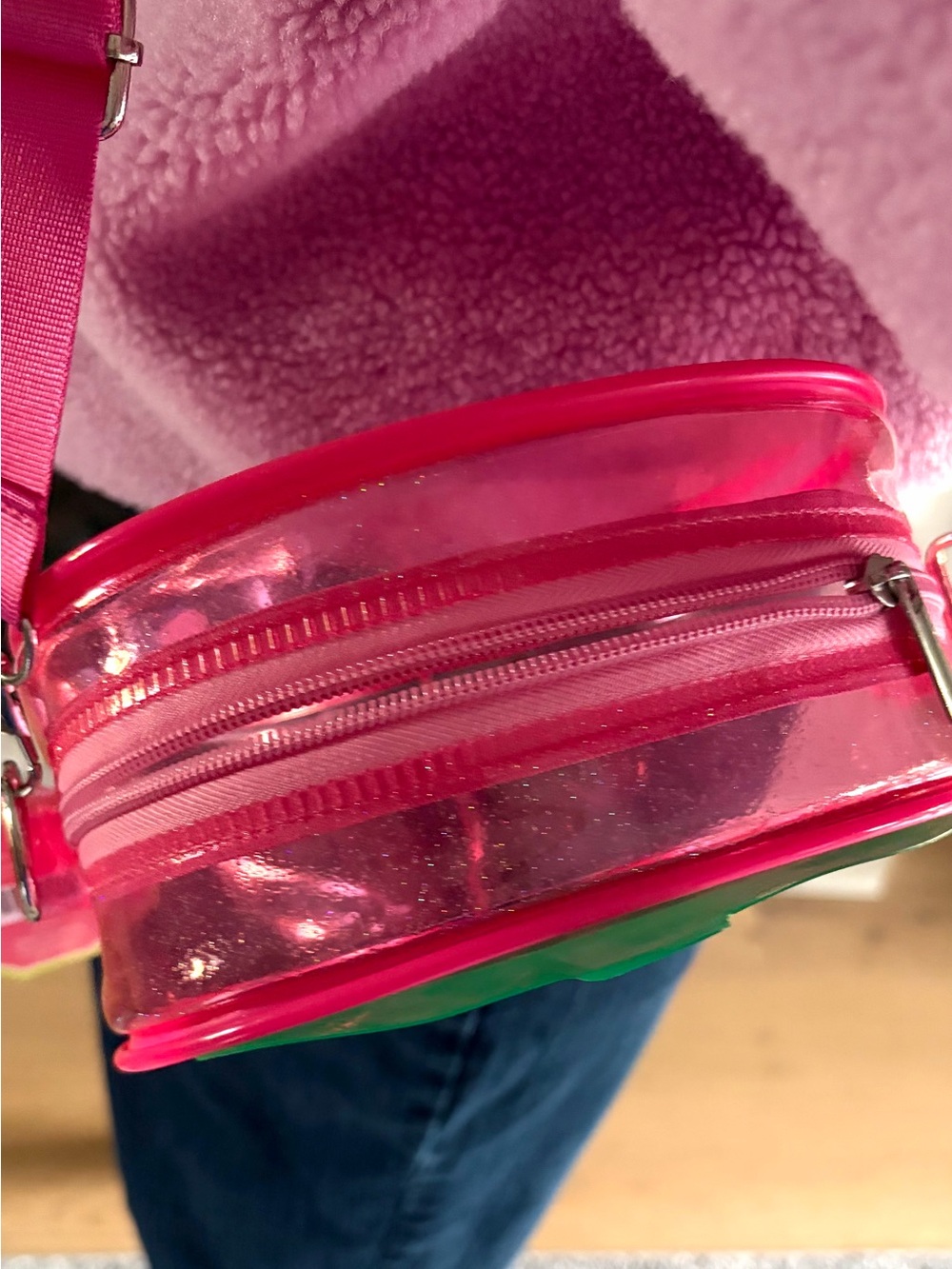 Clear See-Thru Sparkly Strawberry Glitter Bag - Picture 8 of 8